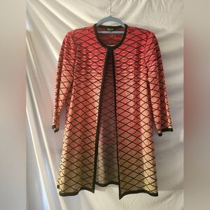 Misook Ombré Open Front Cardigan Jacket Hook Top Closure Size Small 3/4‎ Sleeves